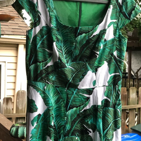 XL ModCloth style dress Pukavt in tropical leaf print XL - Picture 2 of 5